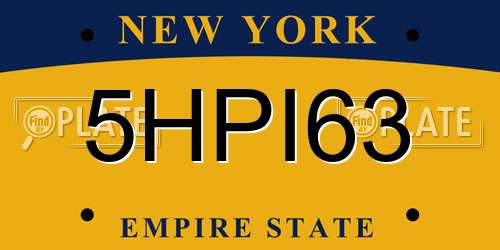 5HPI63 New York License Plate