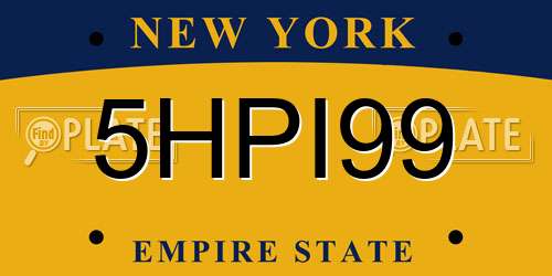 5HPI99 New York License Plate