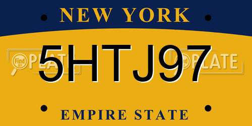 5HTJ97 New York License Plate