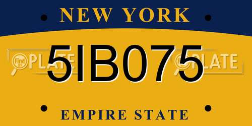 5IB075 New York License Plate