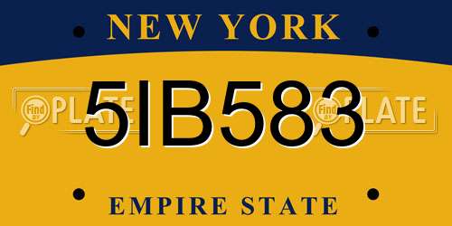 5IB583 New York License Plate