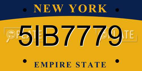 5IB7779 New York License Plate