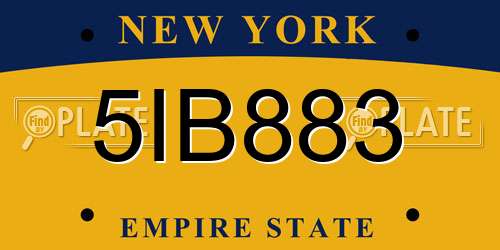 5IB883 New York License Plate