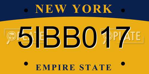 5IBB017 New York License Plate