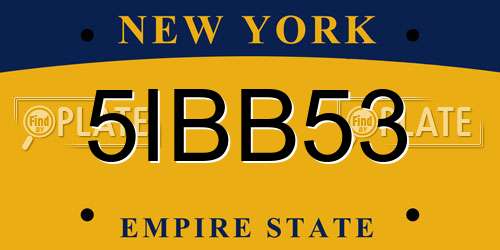 5IBB53 New York License Plate