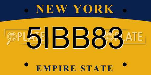 5IBB83 New York License Plate