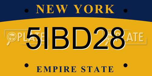 5IBD28 New York License Plate