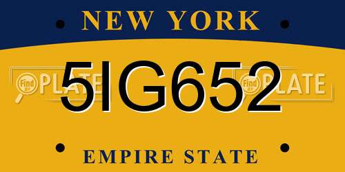 5IG652 New York License Plate