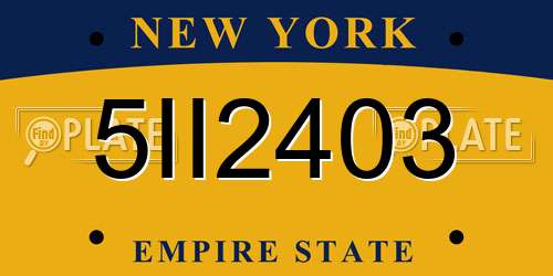 5II2403 New York License Plate