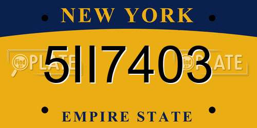 5II7403 New York License Plate