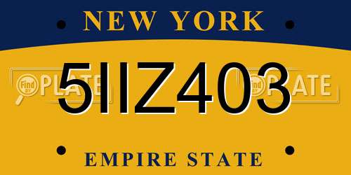 5IIZ403 New York License Plate