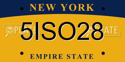 5ISO28 New York License Plate