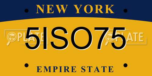 5ISO75 New York License Plate