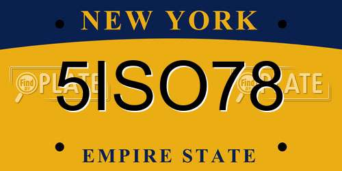 5ISO78 New York License Plate