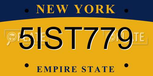 5IST779 New York License Plate