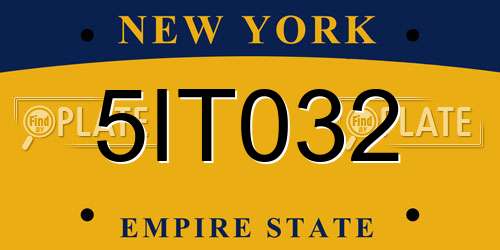 5IT032 New York License Plate