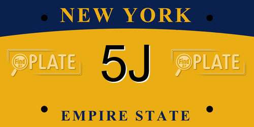 5J New York License Plate
