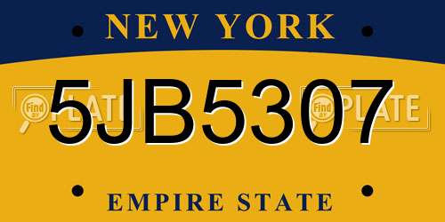 5JB5307 New York License Plate