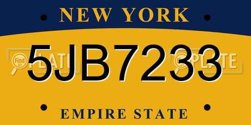 5JB7233 New York License Plate