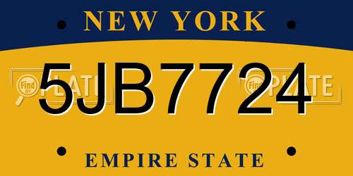 5JB7724 New York License Plate