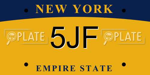 5JF New York License Plate