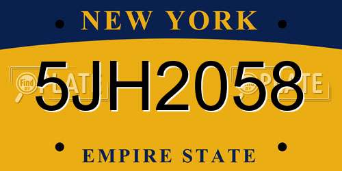 5JH2058 New York License Plate