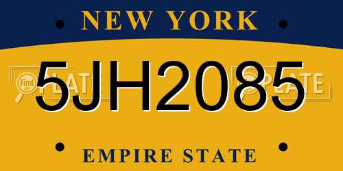 5JH2085 New York License Plate
