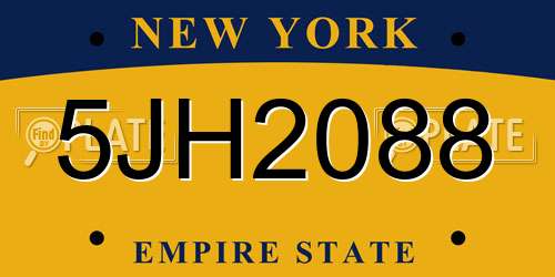 5JH2088 New York License Plate