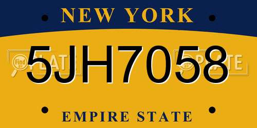 5JH7058 New York License Plate