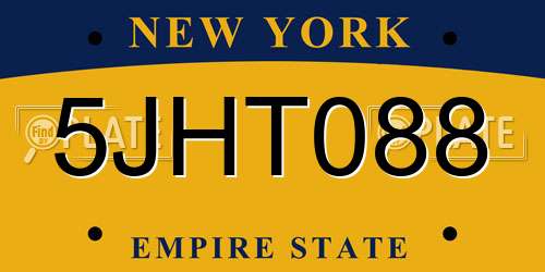 5JHT088 New York License Plate