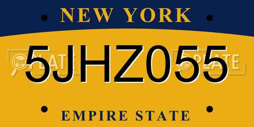 5JHZ055 New York License Plate