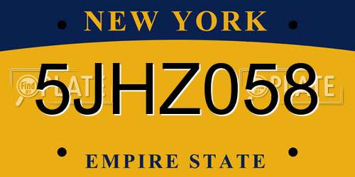 5JHZ058 New York License Plate