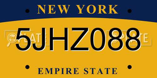 5JHZ088 New York License Plate