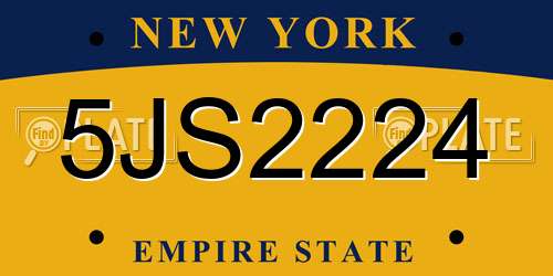 5JS2224 New York License Plate