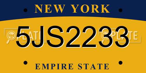 5JS2233 New York License Plate