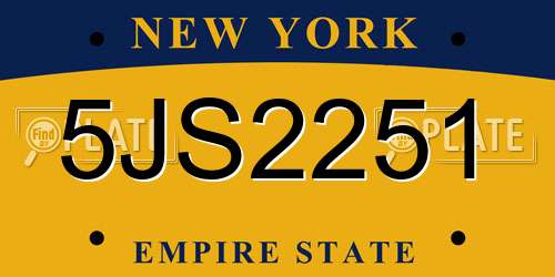 5JS2251 New York License Plate