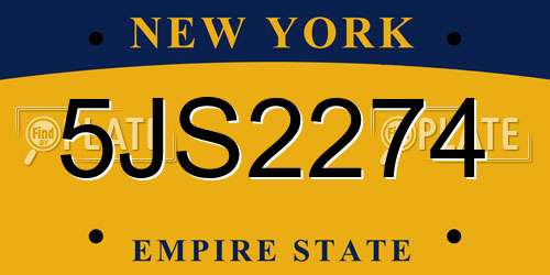 5JS2274 New York License Plate