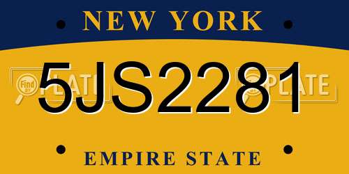 5JS2281 New York License Plate