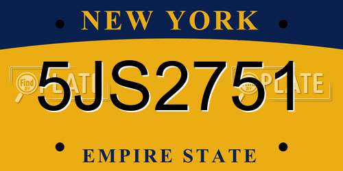 5JS2751 New York License Plate
