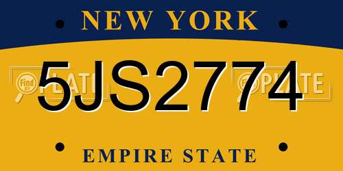 5JS2774 New York License Plate