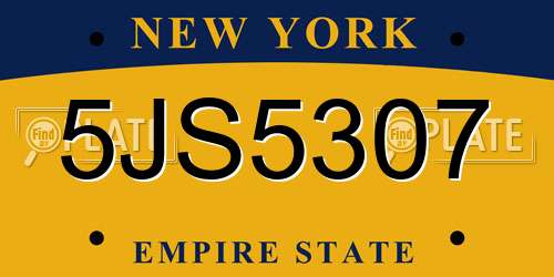 5JS5307 New York License Plate