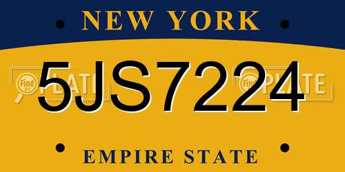 5JS7224 New York License Plate