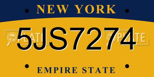 5JS7274 New York License Plate