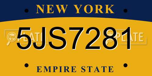 5JS7281 New York License Plate