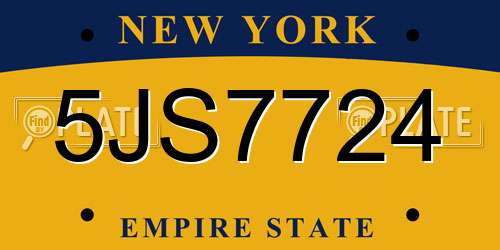 5JS7724 New York License Plate