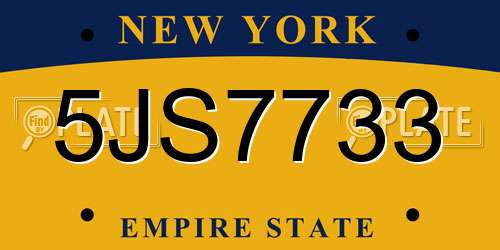 5JS7733 New York License Plate