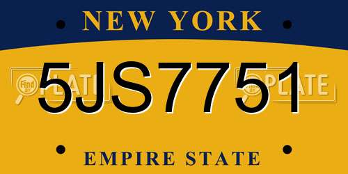 5JS7751 New York License Plate