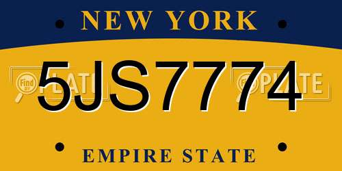 5JS7774 New York License Plate