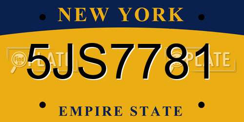 5JS7781 New York License Plate