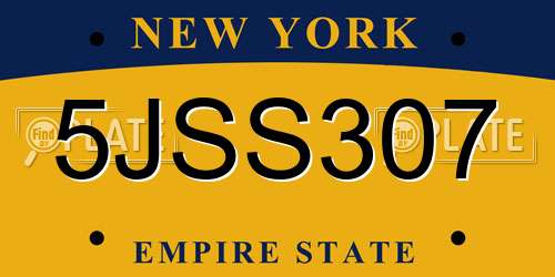 5JSS307 New York License Plate